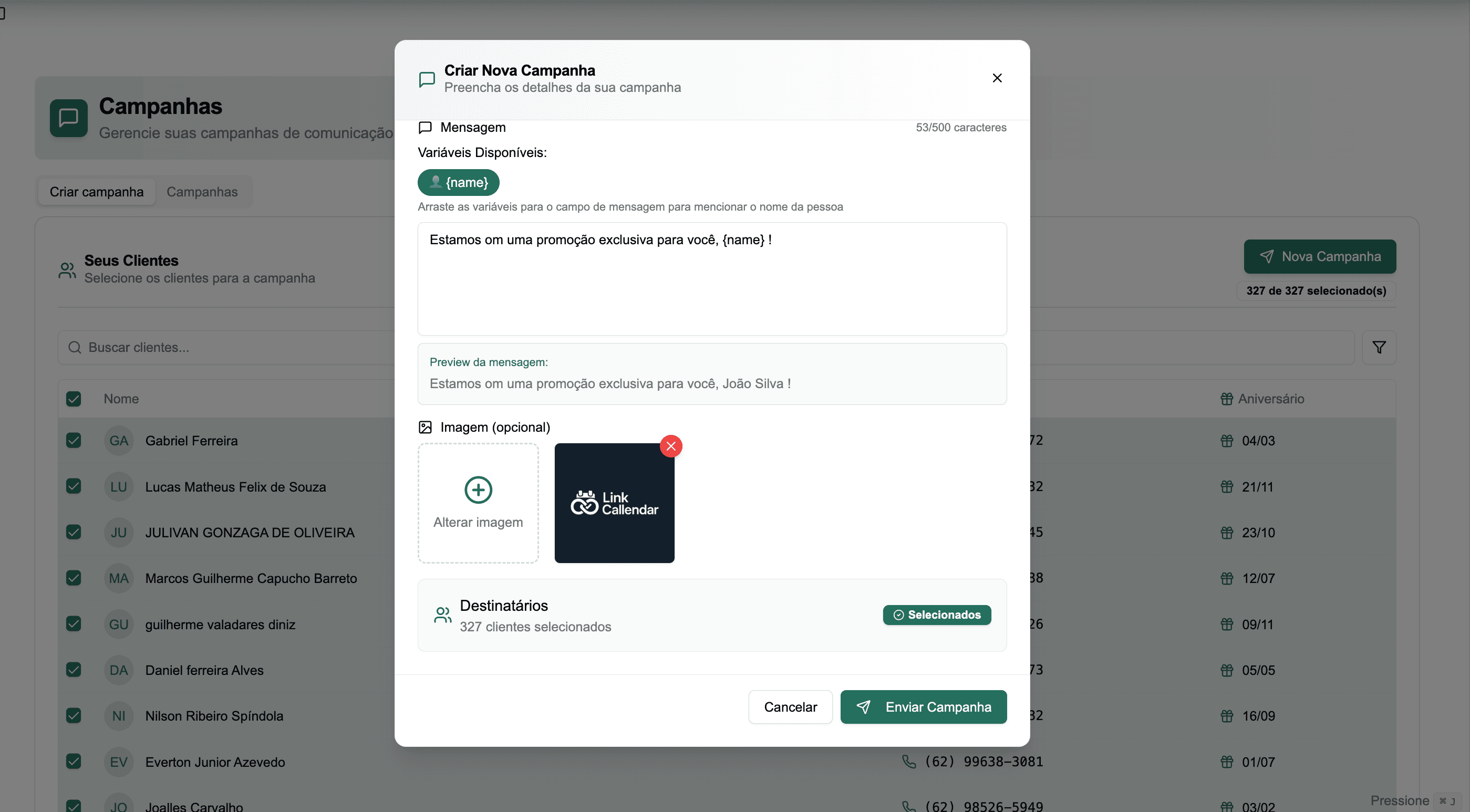 Campanhas Personalizadas